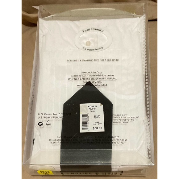 NWT Croft & Barrow Tuxedo Shirt Set 15 1/2" 34/35 - Picture 3 of 7